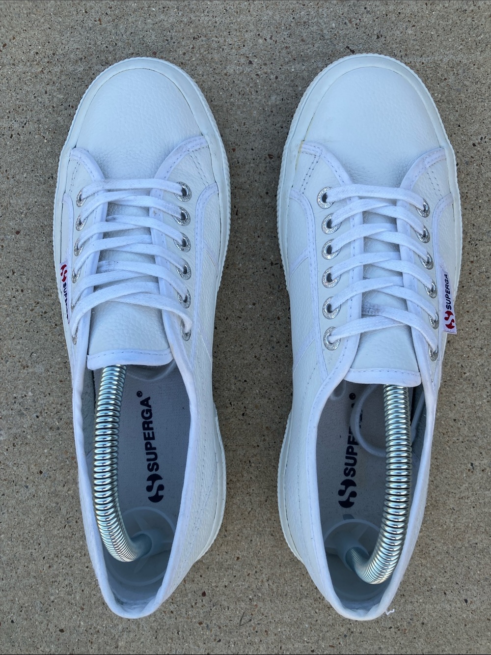 Superga White Low-Top Leather Sneakers